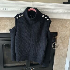 I.N.C. Black Turtleneck Sweater with Cutout Details at shoulder - NWOT
